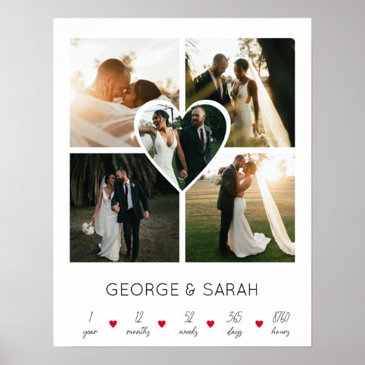 Poster Un an ensemble Anniversaire de mariage 5 Photo (Devant)