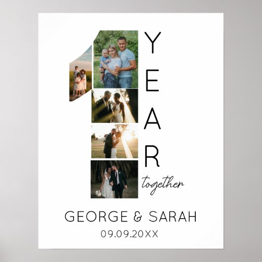 Poster Un an ensemble Anniversaire de mariage 5 Photo (Devant)