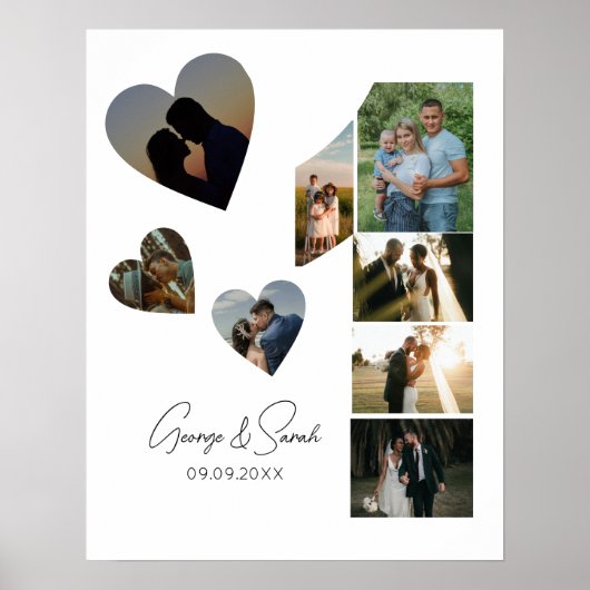 Poster Un an ensemble Anniversaire Mariage 5 Photo (Devant)