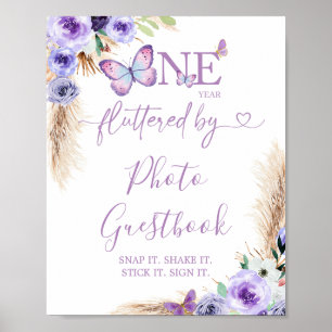 Poster Un an Flutted Birthday Photo Guestbook
