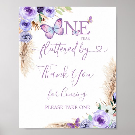 Poster Un an Flutted Butterfly Anniversaire Merci (Devant)
