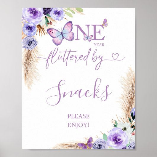 Poster Un An Flutted Butterfly Premier Anniversaire Snack (Devant)