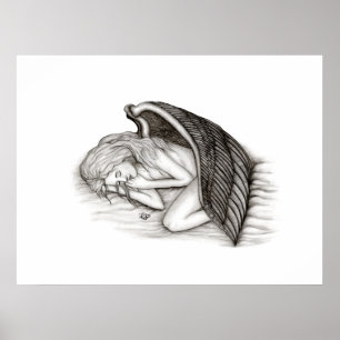 Poster Un ange endormi, noir et blanc