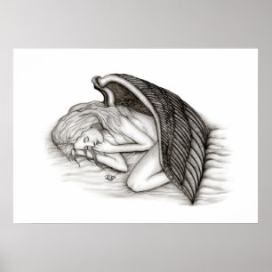 Poster Un ange endormi, noir et blanc
