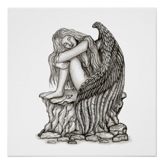 Poster Un ange endormi sur la pierre (Devant)