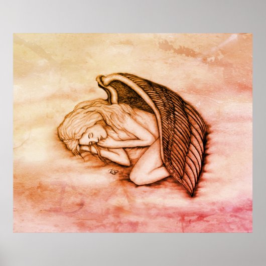 Poster Un Ange endormi sur les nuages des cieux en marmor (Devant)