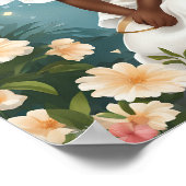 Poster Un ange noir entouré de fleurs (Coin)