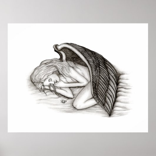 Poster Un Angel endormi, noir et blanc (Devant)