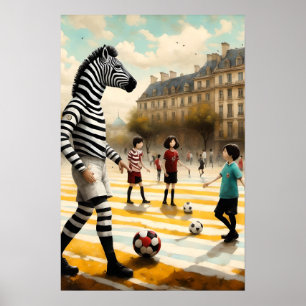 Poster Un arbitre zèbre dans un match de football