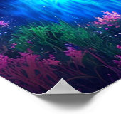 Poster Un arbre en bleu dans la nuit (Coin)