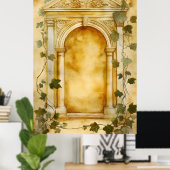 Poster Un arc de pierre orné dans un style antique, (Bureau à domicile)