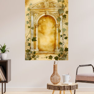 Poster Un arc de pierre orné dans un style antique,