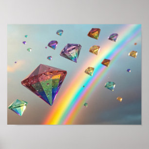 Poster Un arc-en-ciel de diamants : des bijoux flottants 