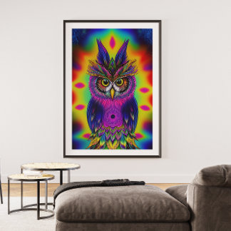 Poster un art abstrait coloré de hibou