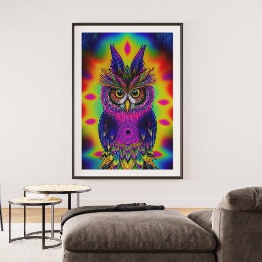 Poster un art abstrait coloré de hibou