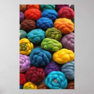 Poster Un assortiment de billes de fils tissés colorés