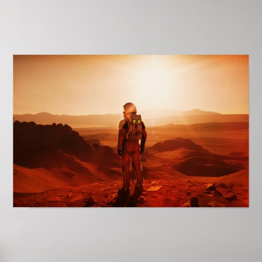 Poster Un astronaute à la surface de MARS. Le premier mar (Devant)