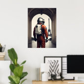 Poster Un astronaute à Paris (Bureau à domicile)