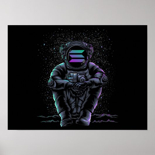 Poster Un Astronaute Assis Solana SOL Au Crypto De La Lun (Devant)