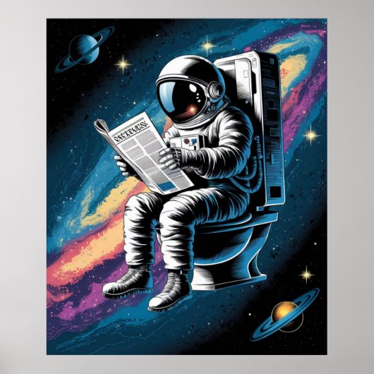 Poster Un astronaute aux toilettes (Devant)