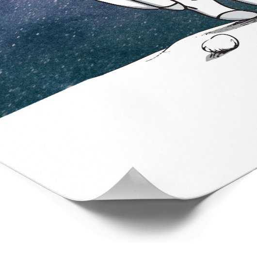 Poster Un astronaute dans l'espace avec un ballon de lune (Coin)