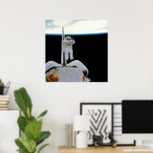 Poster Un astronaute flottant au-dessus de Shuttle Discov (Bureau à domicile)