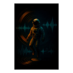 Poster Un astronaute flottant dans l'art sonore de Glitch