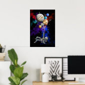 Poster Un astronaute flottant dans l'espace avec des ball (Bureau à domicile)