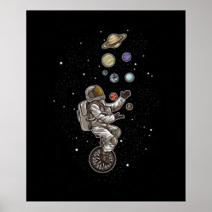 Poster Un Astronaute Jumelle Des Planètes Sur Un Spaceman