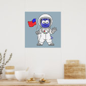 Poster Un astronaute parasaurolophus tient le drapeau amé (Cuisine)