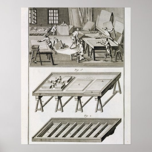 Poster Un atelier de fabricant de miroirs et des outils, (Devant)