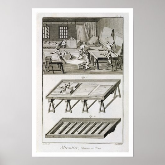 Poster Un atelier de fabricant de miroirs et des outils,  (Devant)