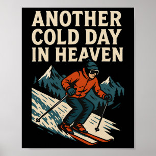 Poster Un autre jour froid au paradis du ski rétro montag
