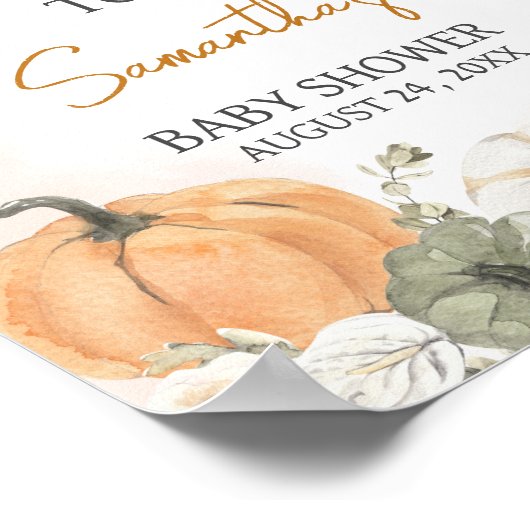 Poster Un Baby shower Automne Un Peu Citrouille (Coin)