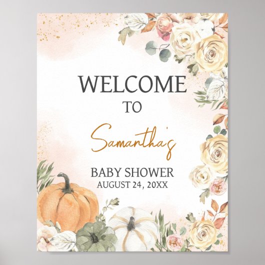 Poster Un Baby shower Automne Un Peu Citrouille (Devant)