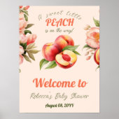 Poster Un Baby shower Floral D'Été Doux Petite Pêche (Devant)