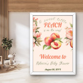 Poster Un Baby shower Floral D'Été Doux Petite Pêche