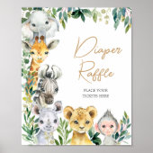 Poster Un Baby shower Safari Wild One Vert Déchets Raffle (Devant)