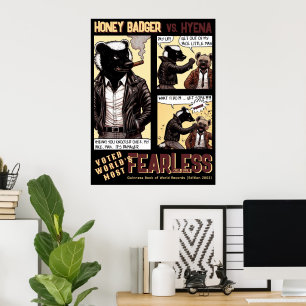 Poster Un Badger de miel sans peur combat une Hyena