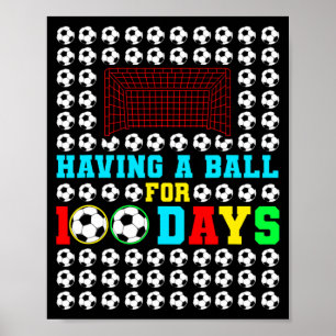 Poster Un ballon pour 100 jours de plaisir enfants garçon