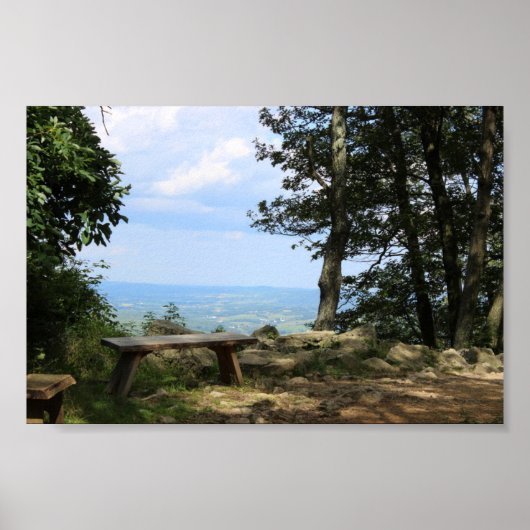 Poster Un banc avec vue sur Hawk Mountain (Devant)
