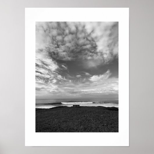 Poster Un banc solitaire Photographie noir et blanc (Devant)