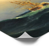 Poster Un bateau à vapeur dans une tempête dans l'océan A (Coin)