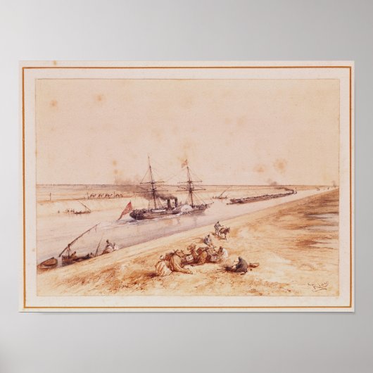 Poster Un bateau à vapeur turc remontant le canal de Suez (Devant)