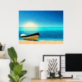 Poster Un bateau sous un ciel ensoleillé (Bureau à domicile)