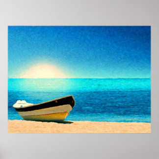 Poster Un bateau sous un ciel ensoleillé