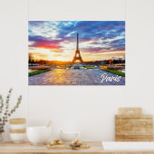Poster Un Beau Coucher De Soleil Sur Paris, France (Cuisine)