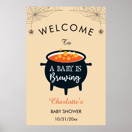 Poster Un Bébé brasse Baby shower Halloween Bienvenue (Devant)