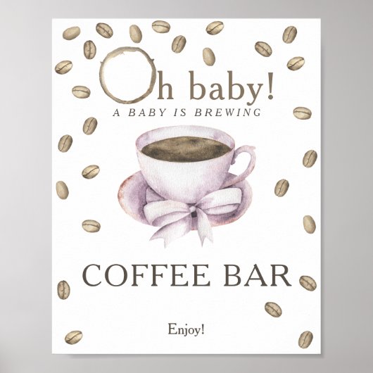 Poster Un bébé brasse du baby shower Café bar (Devant)