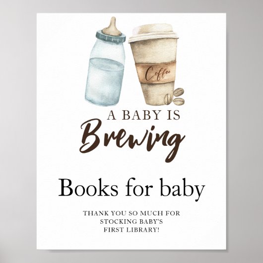 Poster Un bébé brasse du lait de café Livres pour bébé (Devant)